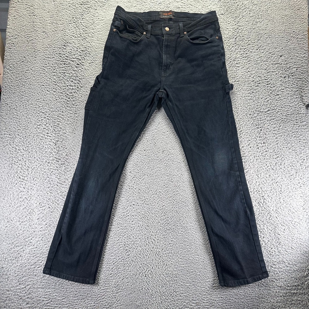 Iron Made Irontough Jeans Mens 34x32 Black Denim Straight Leg Utility Carpenter